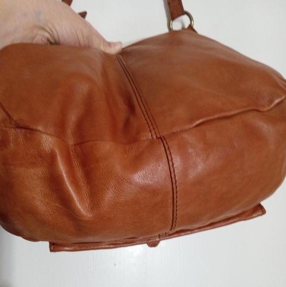 Genuine Artisan Hand Crafted Brown Leather Hobo Bag With Leather Stitch Detail - Picture 9 of 14